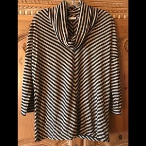 Chicos Black and Tan Cowl Neck top NWT Size 2 
3/4 sleeves